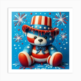 4th Of July Teddy Bear 2 Art Print