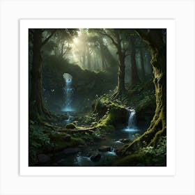 Waterfall In The Forest 72 Art Print