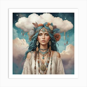 Bohemian Cloud Wanderer Boho Art Style Art Print 2 Art Print