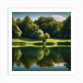 Reflection Of Trees In A Lake Art Print