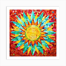 Mosaic Sun A Sun Created From A Mosaic Of Small Tiles 15 Art Print