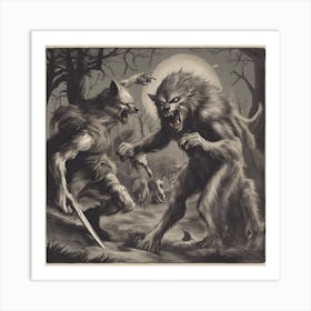 Werewolf Battle Art Print