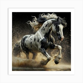 Horse Running In Water 2 Art Print