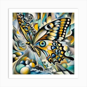 Cubism Butterfly Modern Art v4 Art Print