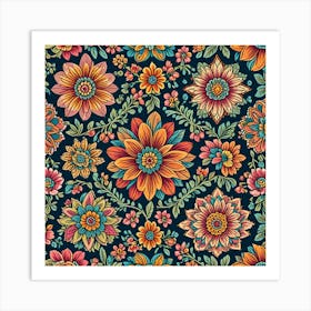 Floral Seamless Pattern 5 Art Print