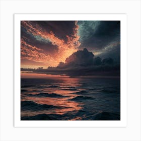 Sunset Over The Ocean 3 Art Print