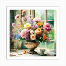 Flowers By The Window Art Print