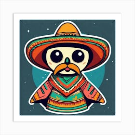 Mexican Sombrero And Pancho Sticker 2d Cute Fantasy Dreamy Vector Illustration 2d Flat Center (50) Art Print
