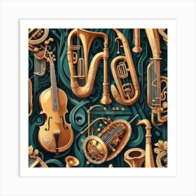 Musical Instruments Seamless Pattern 4 Art Print