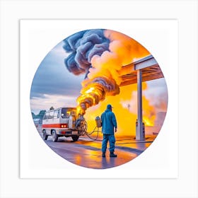 Gas Station Fire Art Print