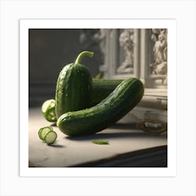 Cucumbers On A Table Art Print