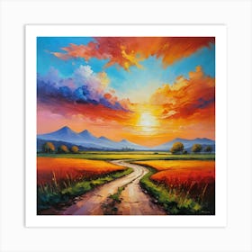 Sunset Road Art Print