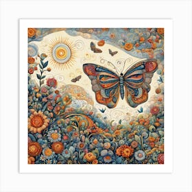 Decorative Floral Butterfly Abstract VI Art Print