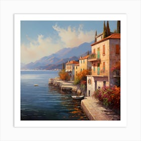 Whispers of Amalfi: Watercolor Views of Positano Art Print