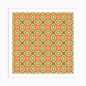 COURTYARD Mediterranean Tile Abstract Geometric in Retro Pink Brown Cream Art Print