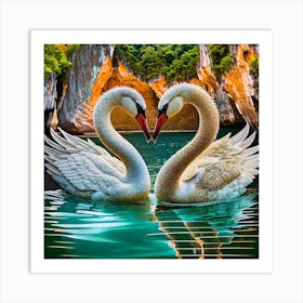 Swans In Love Art Print