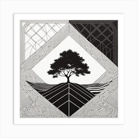 A Black And White Artwork, Fuses Of Nature And Minimalism Depict Art Print