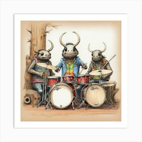 Drumming Animals Art Print