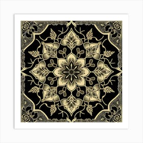 Gold Floral Pattern Art Print