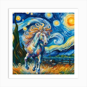 Horse art van Gogh Art Print