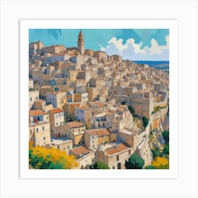 Matera Italy Fauvist Painting Travel Poster Art Print 1 Art Print