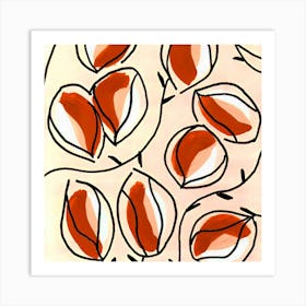 Seed Pods Square Deep Orange Art Print