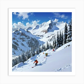 Skiers On The Slopes 1 Art Print