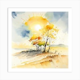 Watercolor Of Trees Art Print