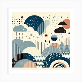 Scandinavian style, Clouds and rain 1 Art Print