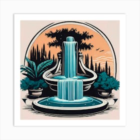 Fountain In The Garden Art Print