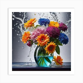 Water Splashing Flowers 6 Art Print