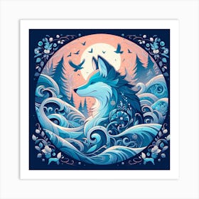 Wolf In The Sea Art Print