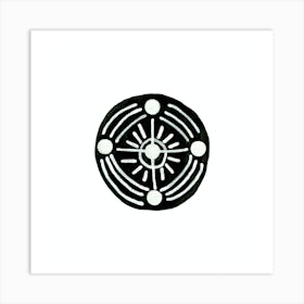 Tribal Ethnic Circles 3 Geometric Black White Copy Art Print