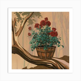 Roses In A Basket 1 Art Print