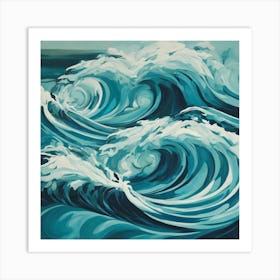 Blue Ocean Waves 1 Art Print