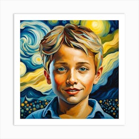 Boy of the Starry Night Art Print