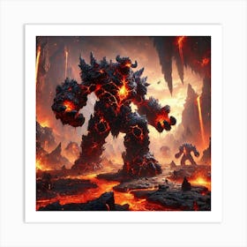 A Scene Featuring The Magma Behemoths Of The Abyss Art Print