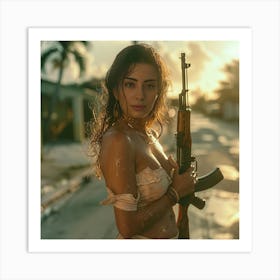 Girl With A Gun 1 Art Print