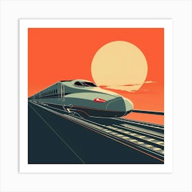 Bullet Train At Sunset Art Print