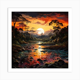 Sunset In The Rainforest Art Print