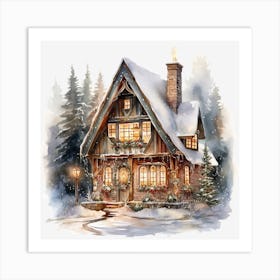Christmas House In The Woods 7 Art Print