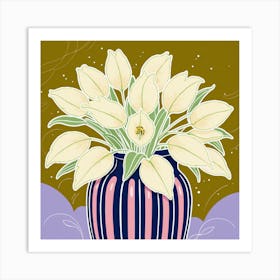 White Tulips In A Vase 2 Art Print