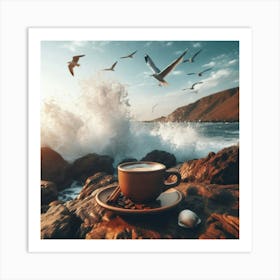 Coffee And Seagulls 1 Art Print