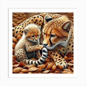 Cheetah And Cub Art Print