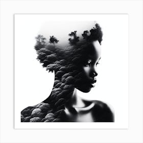 Double Exposure African Portrait Art Print