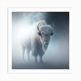 Bison In The Fog Art Print