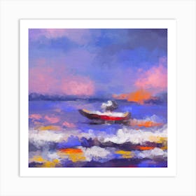 Boat And Waves Art Print