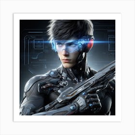 Futuristic Man Holding A Gun 2 Art Print