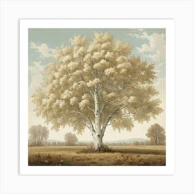 White Poplar Vintage Autumn Tree Print Art Print 1 Art Print