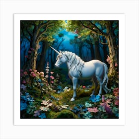 Unicorn In The Forest Art Print